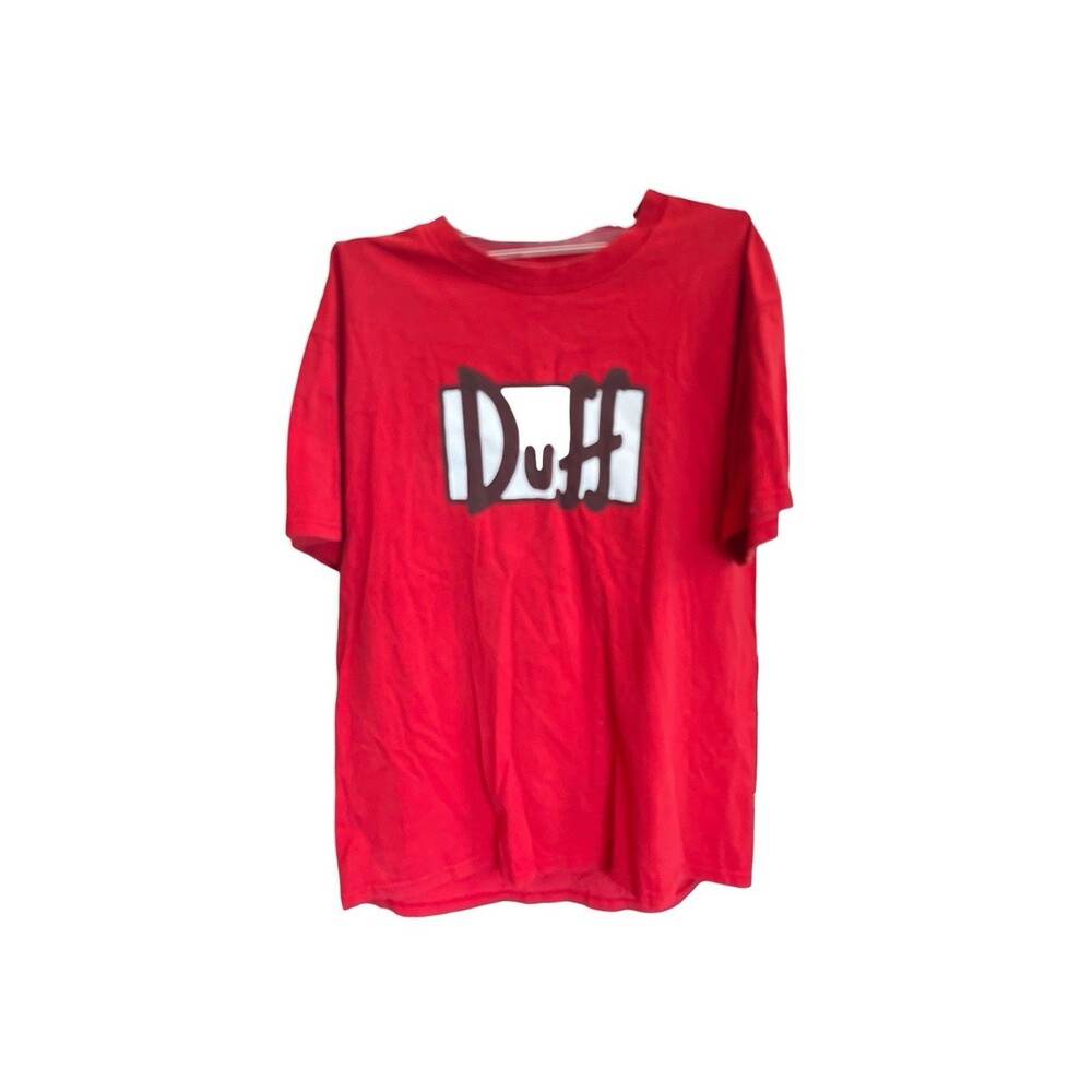 Vintage Simpson's Mens T-Shirt Duff Beer 2004 Red  Y2K Graphic Size Large